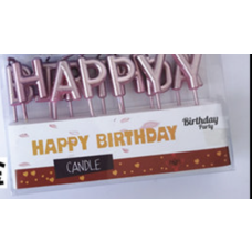 美盛達HAPPY BIRTHDAY字母蠟燭 - 玫瑰金色