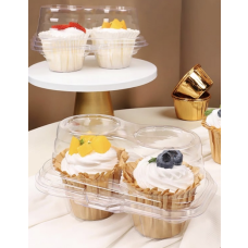 Two Compartments Cup Cake Transparent Plastic Box