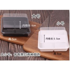 4 into square black bottom plastic box 50/pack