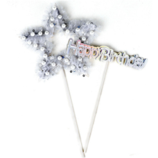 Cake decoration card silver five-pointed star /PCS