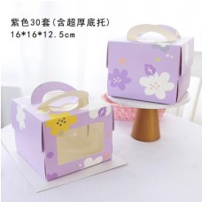4吋加高蛋糕盒 紫色花朵款 160*160*125mm EA