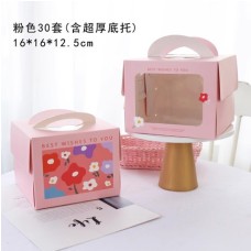 4吋加高蛋糕盒 粉色花朵款 160*160*125mm EA